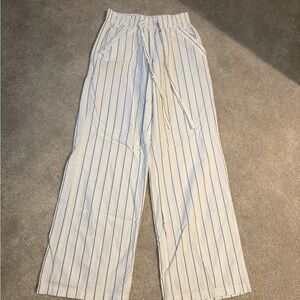 Sienna Sky Striped Wide Leg Pants in Cream and Blue